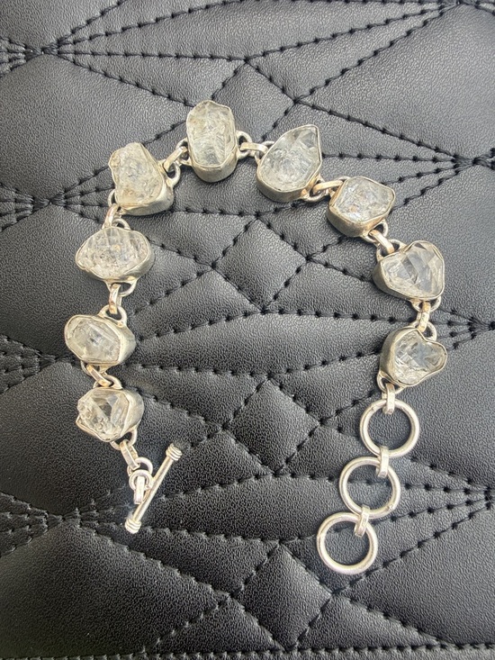 Solid Sterling silver Jewelry - Sterling Herkimer Diamond Tennis Bracelet 925 toggle
